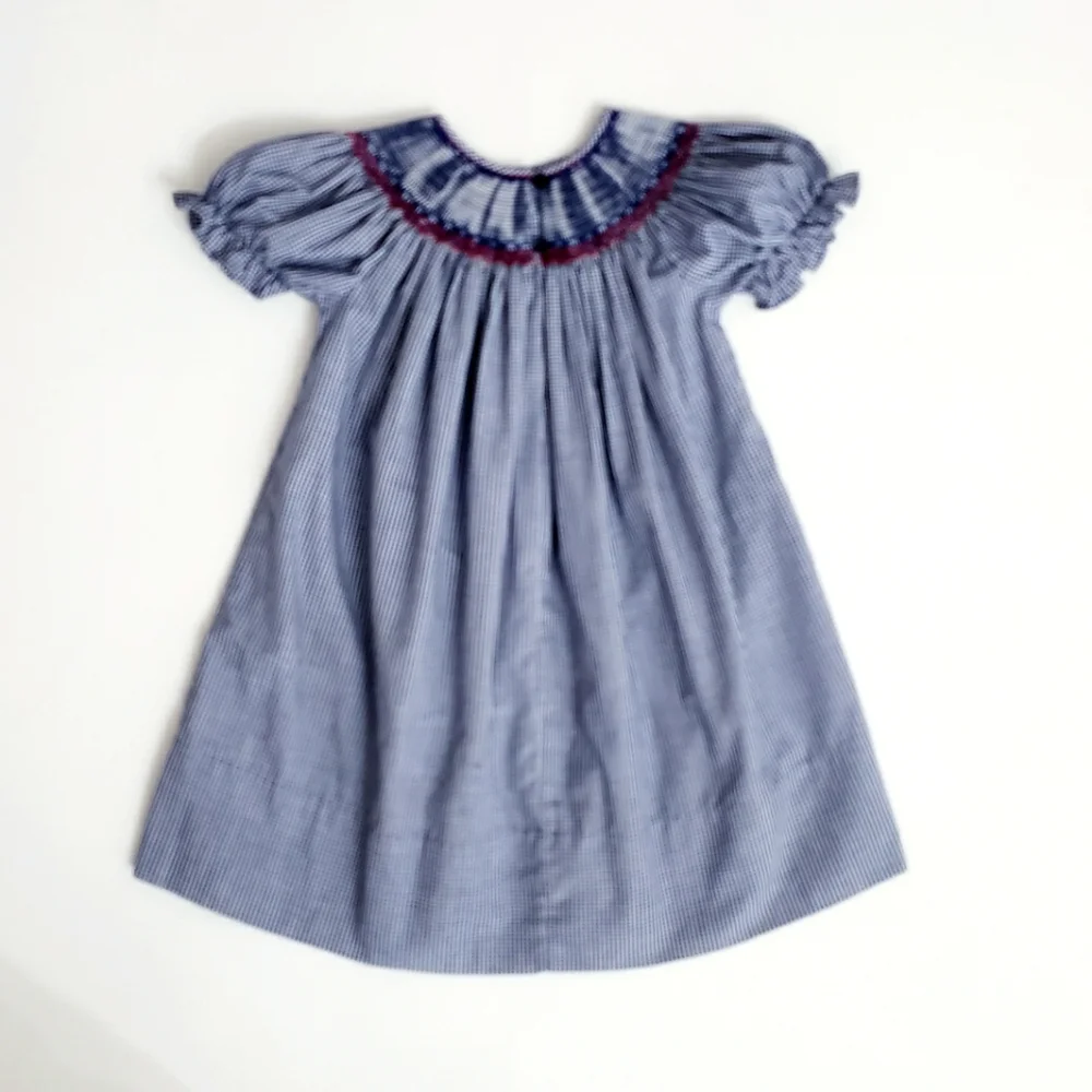 Rosalina Collections Nwot Navy Check Smocked  Football/Megahorn Dress